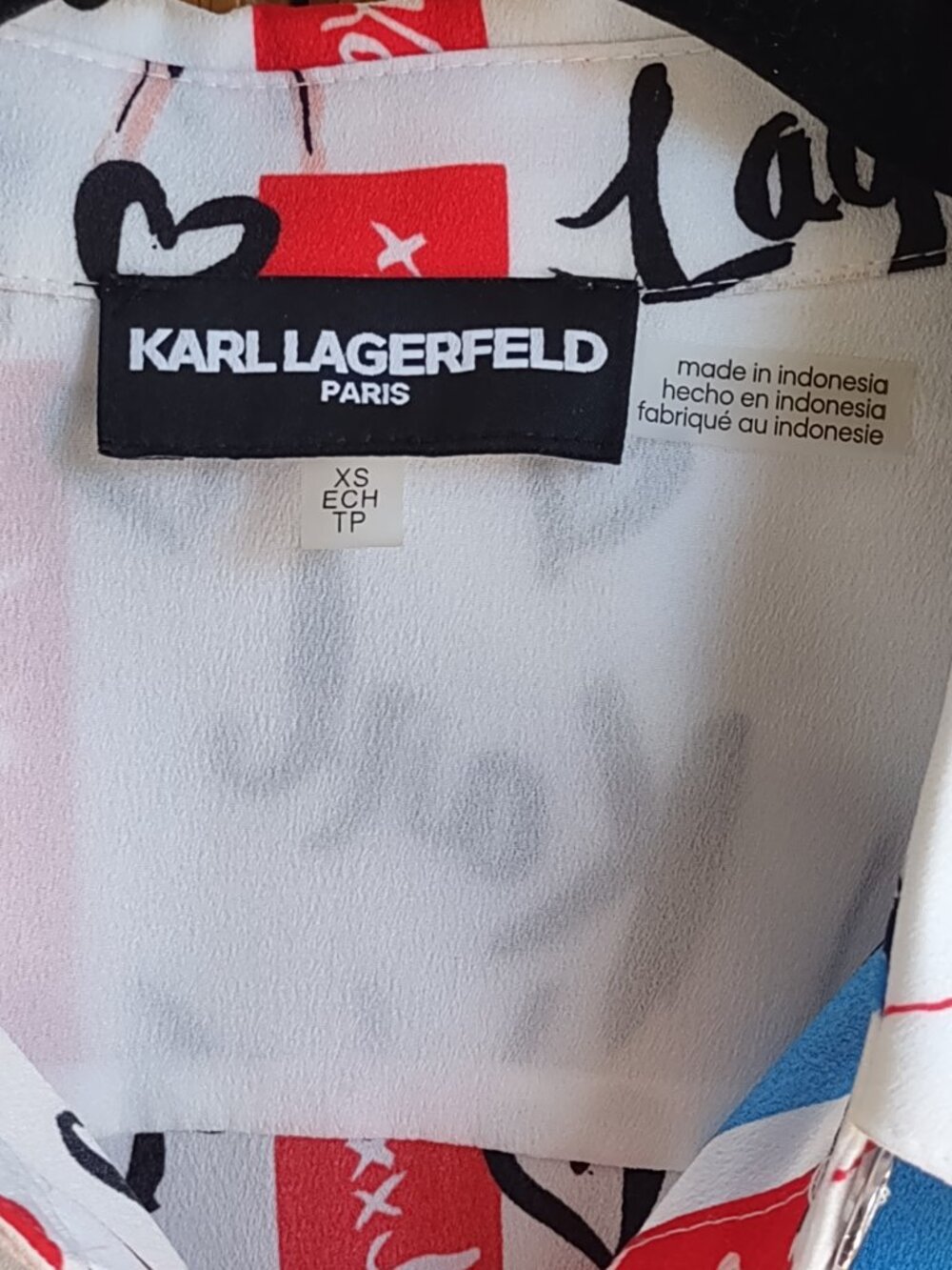 Karl Lagerfeld Paris Blouse Size XS-Small Long Sleeve Iconic Whimsy Chic - Picture 8 of 9